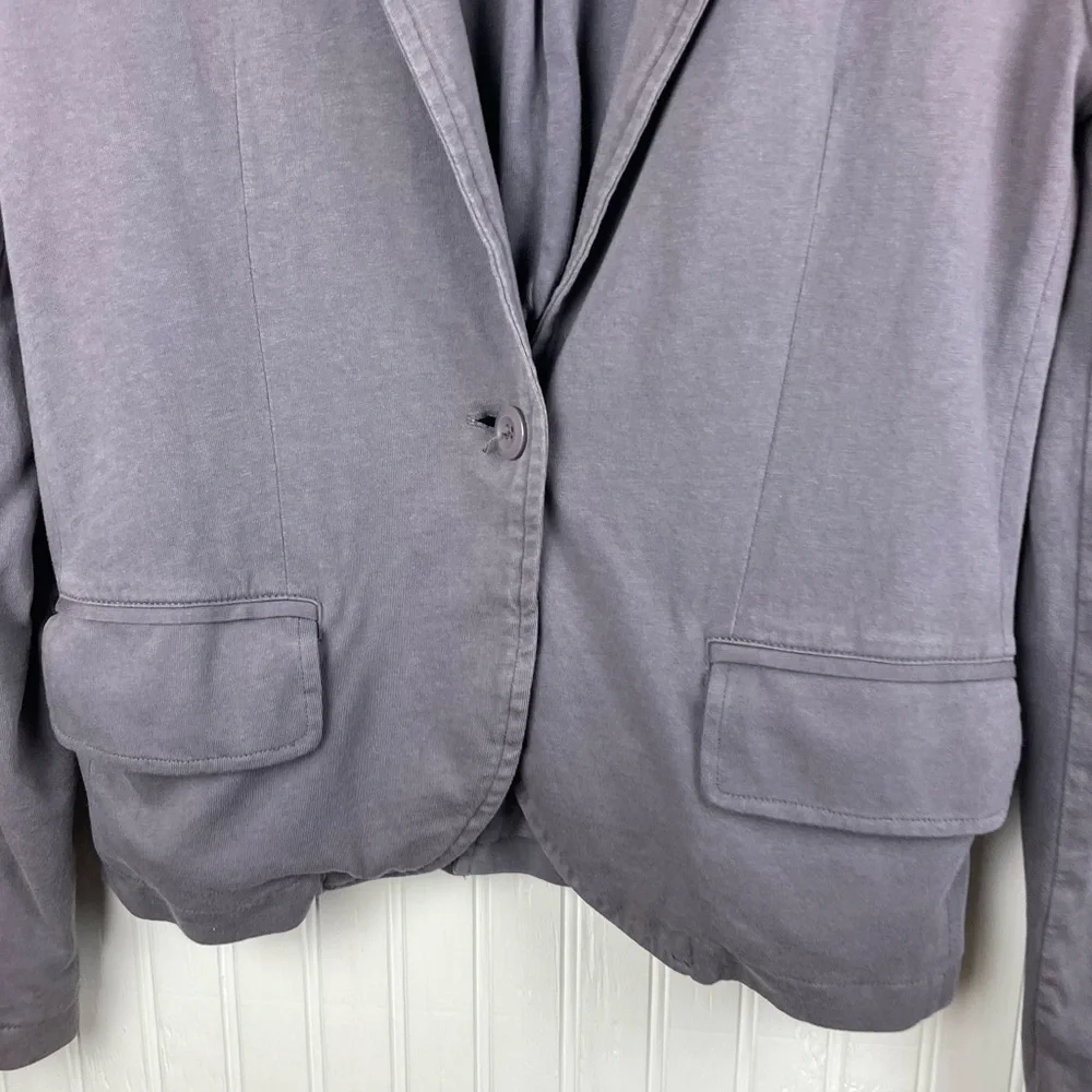 Garnet Hill Knit Jacket Blazer Women's Size 6 Grey 100% Cotton Business Casual